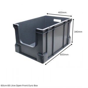 Heavy Duty Stacking Euro Box 60cm 65 Litre Open Front